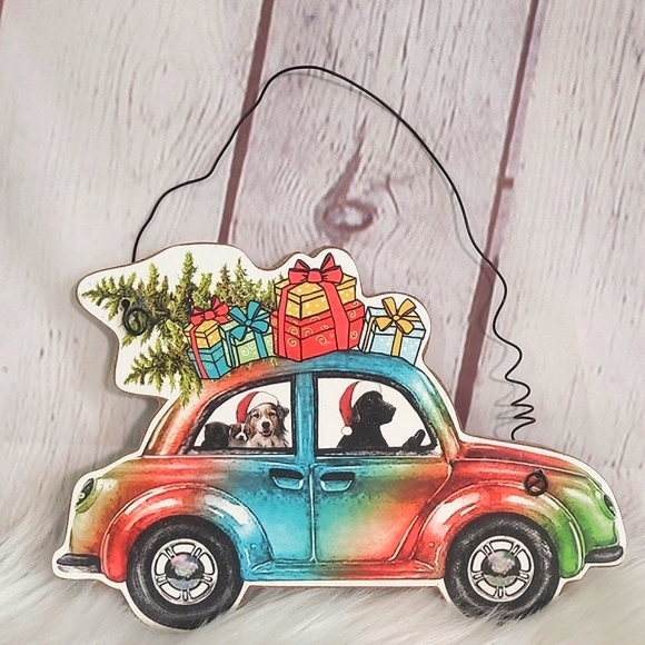 Other - Wooden Rainbow Car Dogs Christmas Tree Labrador Collie Holiday Hanging Decor